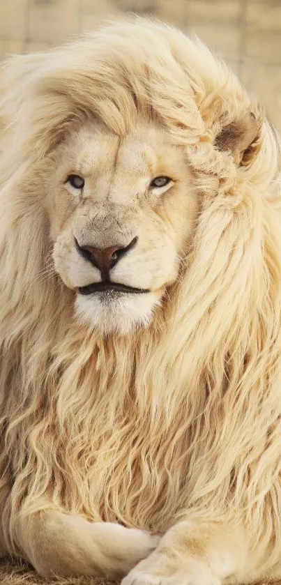 Majestic white lion with a voluminous mane, perfect for smartphone screens.