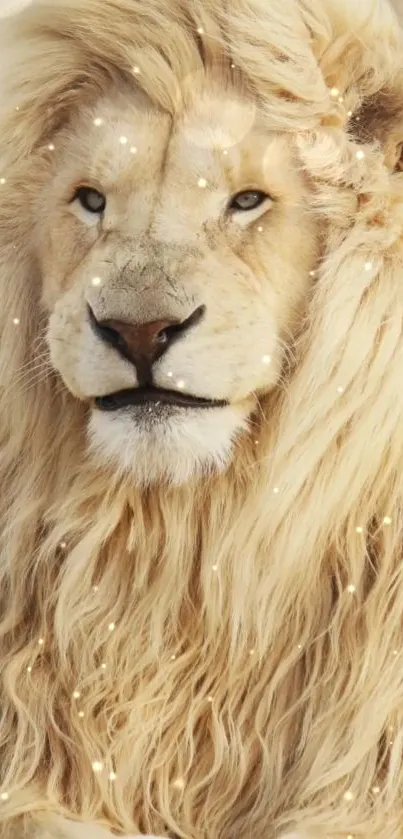 Majestic white lion mobile wallpaper image.