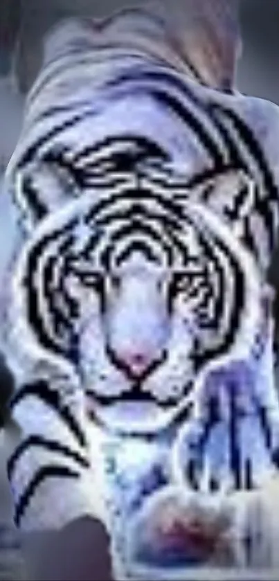 Artistic depiction of a majestic white tiger in a digital style.