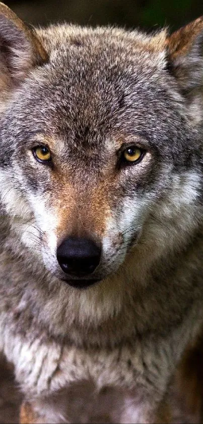 Majestic wolf standing in forest setting, perfect for wildlife lovers.