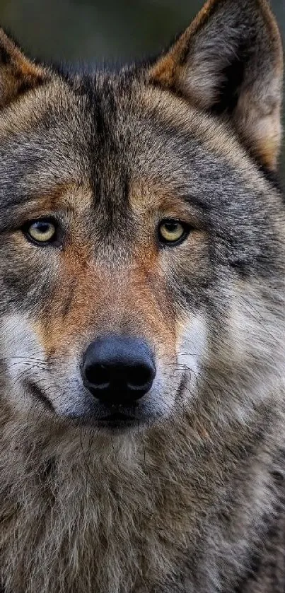 Majestic wolf in a tranquil forest setting wallpaper.