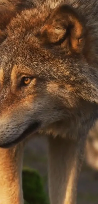 Majestic wolf in a natural setting.