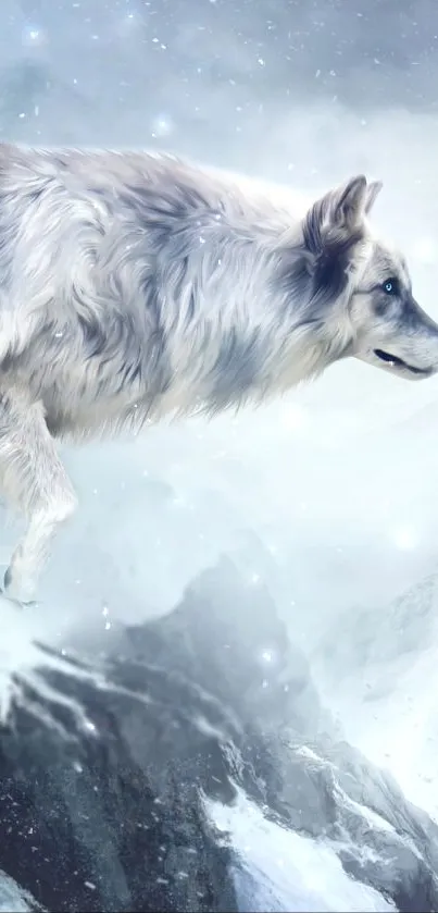 Majestic wolf exploring a snowy winter landscape.