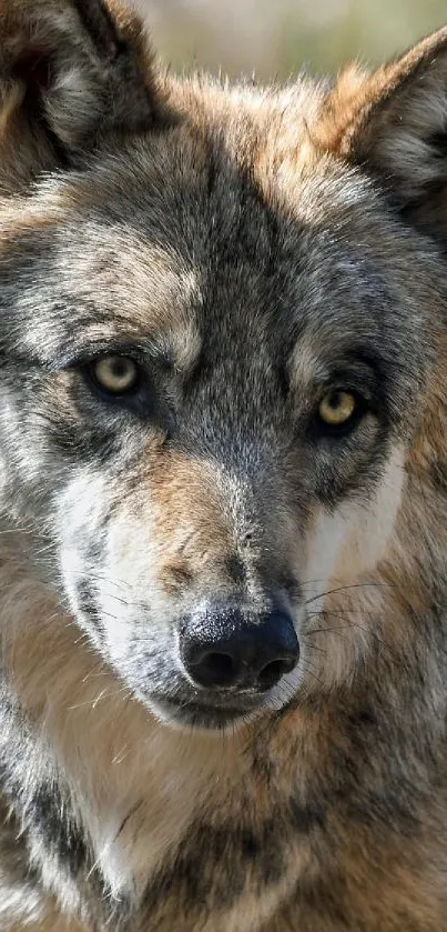 Majestic wolf standing in natural habitat for mobile wallpaper.