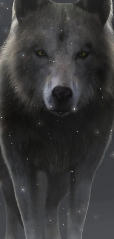 Majestic wolf in starry night mobile wallpaper, perfect for nature enthusiasts.