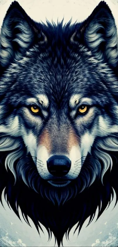 Majestic detailed wolf phone wallpaper on a gray background.