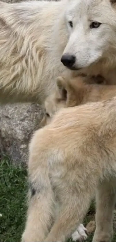 Two majestic wolves in their natural habitat.