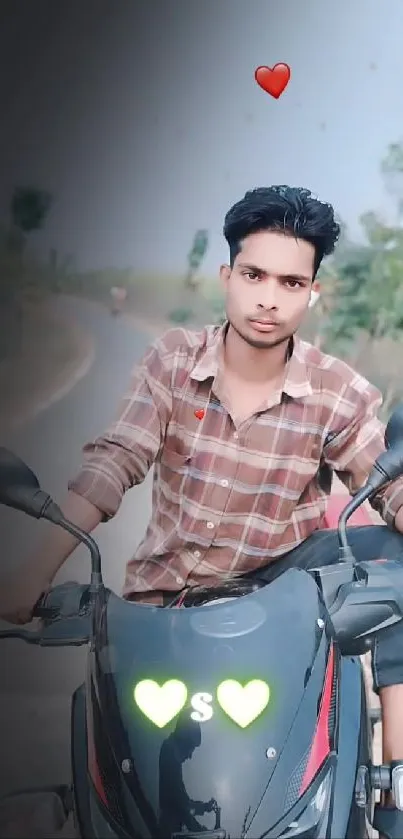 Man riding a motorcycle on open road.