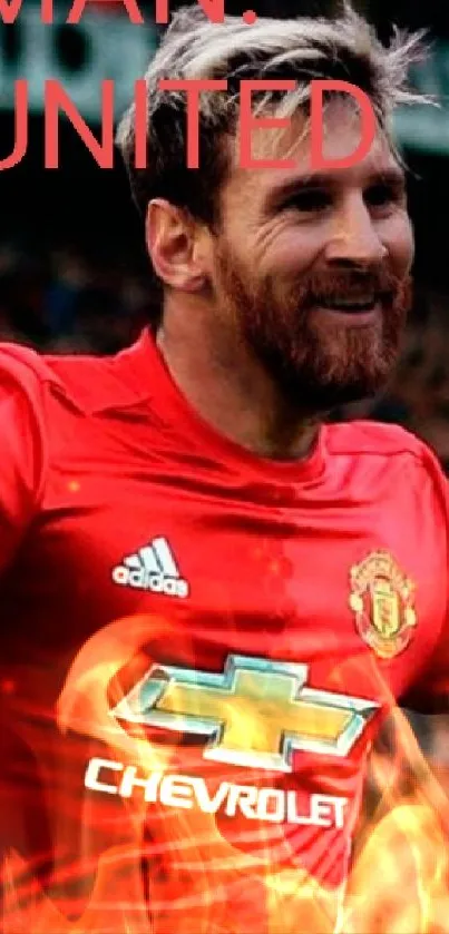 Manchester United player celebrating a goal in red jersey.