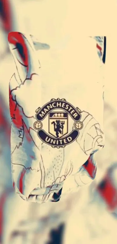 Manchester United logo on artistic mobile wallpaper.