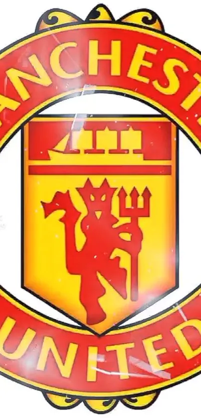 Manchester United red and yellow logo wallpaper.