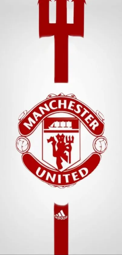 Manchester United logo on a white background, styled for mobile wallpaper.