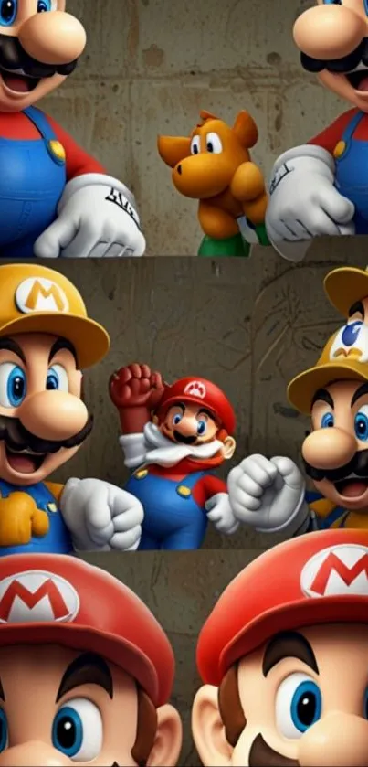 Mario character collage mobile wallpaper.