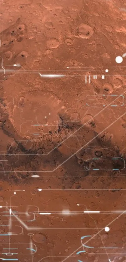 Digital Mars surface with futuristic lines.