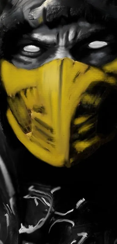 Vigilante in yellow mask with dark background mobile wallpaper.