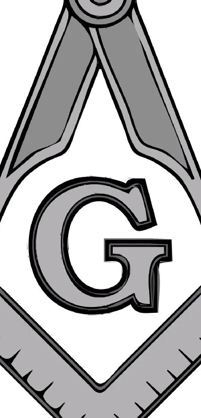 Minimalist Masonic emblem with central G in gray scale.