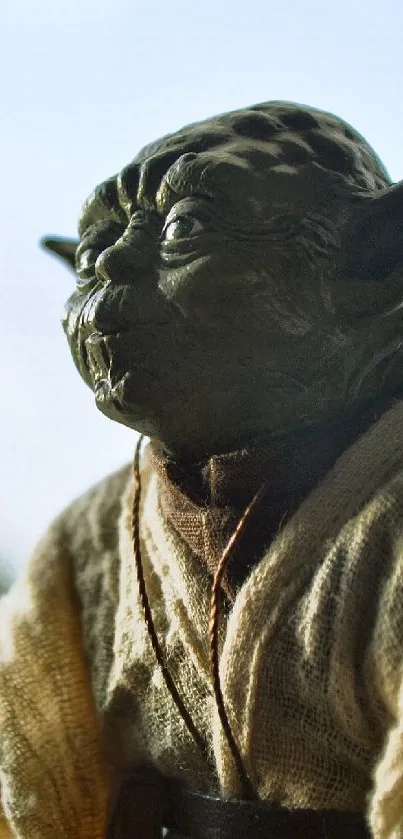 Master Yoda standing with serene background, iconic Jedi character.