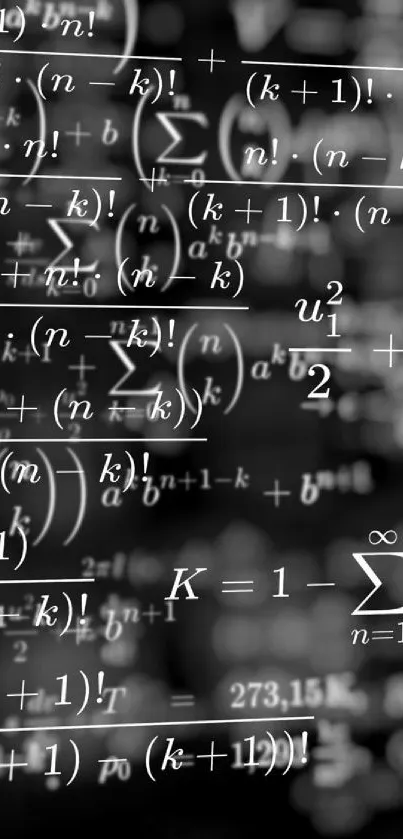 Black and white math equation wallpaper for mobile.