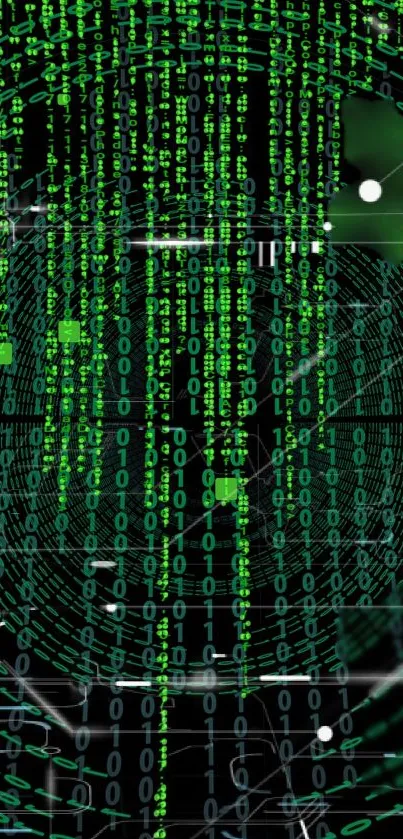 Green digital Matrix code wallpaper with futuristic design