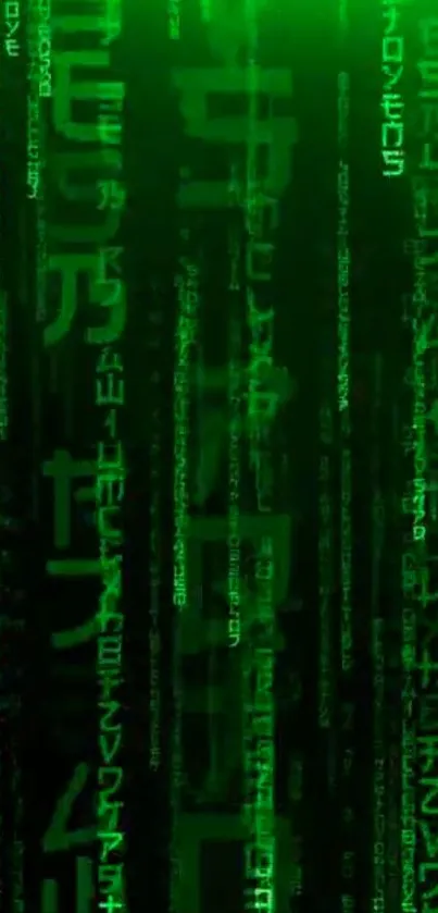 Matrix-inspired green code wallpaper design for phones.