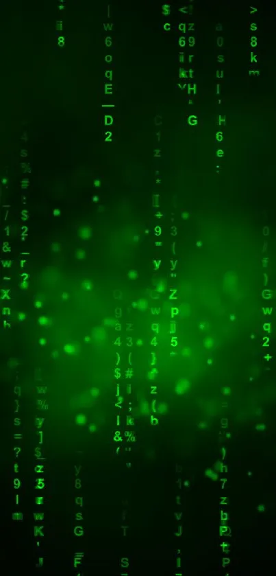 Matrix-inspired green code mobile wallpaper.