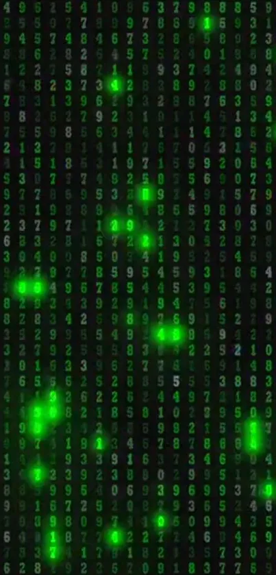 Green Matrix code wallpaper with glowing digits.