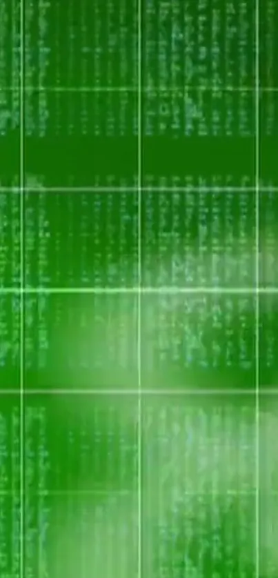 Green digital code wallpaper with matrix design elements.