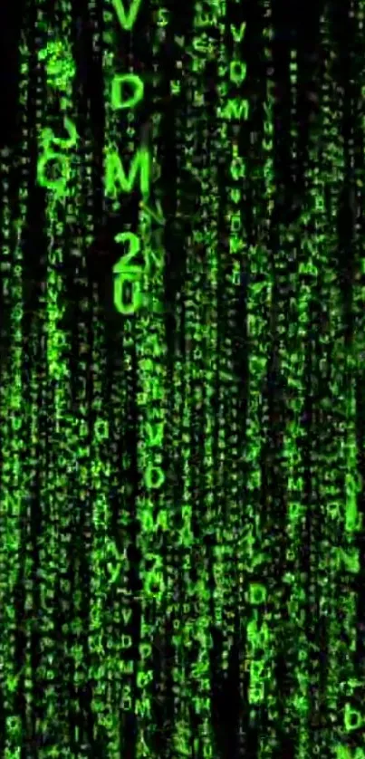 Futuristic green code matrix wallpaper design.