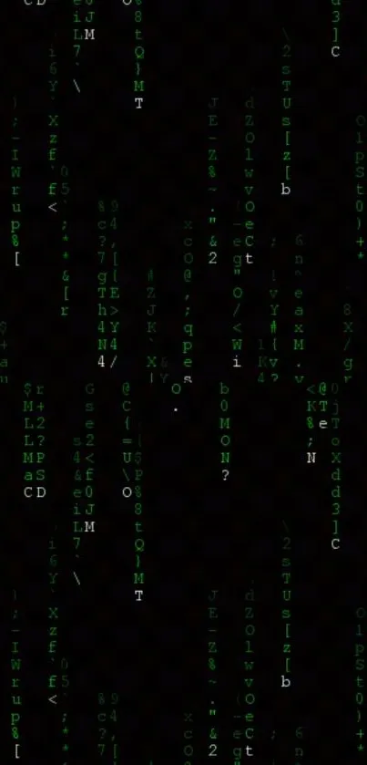 Matrix code wallpaper with green text on a black background.