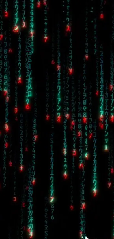 Matrix code style wallpaper with green digital rain on black background.