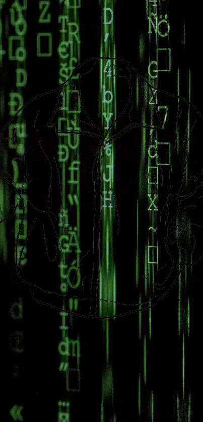 Matrix-inspired green code wallpaper for mobiles.