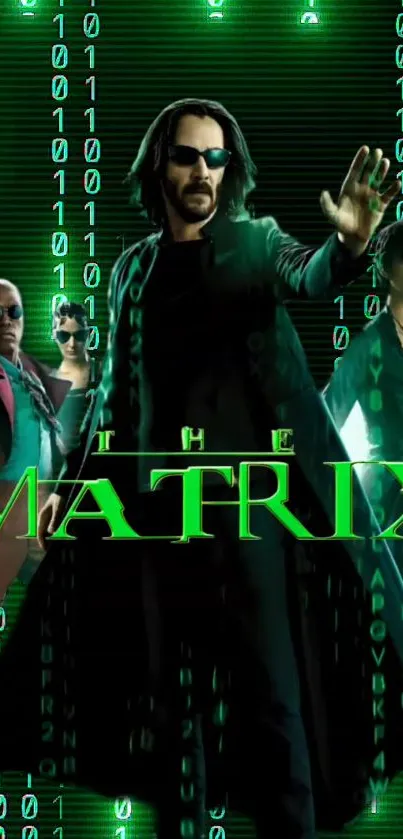 Matrix movie characters and binary code wallpaper