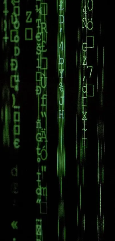 Green matrix code wallpaper for mobile screens.