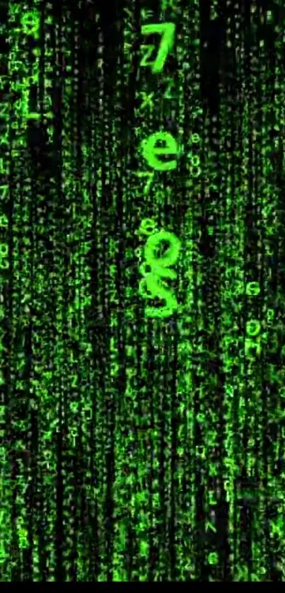 Matrix style neon green digital code wallpaper.