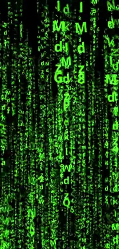 Green Matrix code on black background wallpaper.