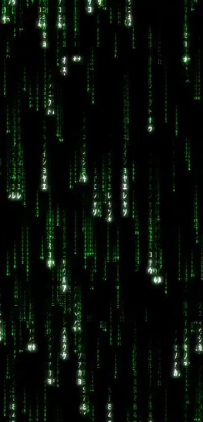 Matrix-style green code on black background.