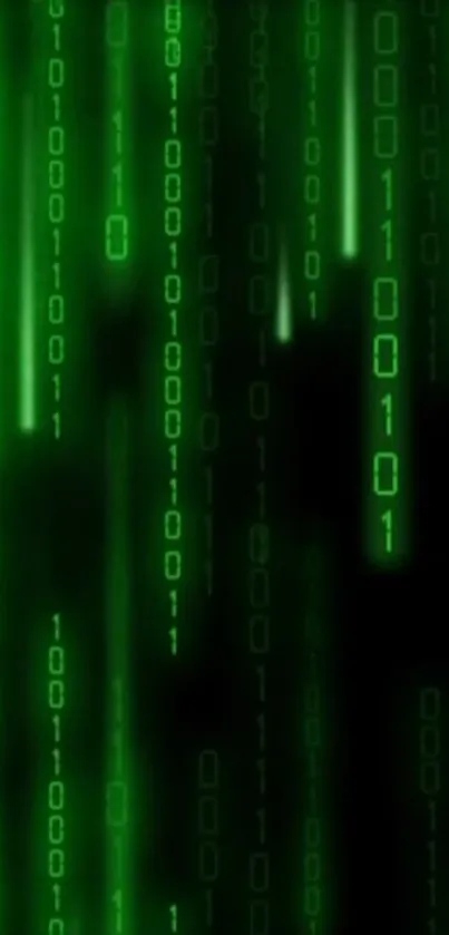 A dark background with streaming green digital code resembling the Matrix.