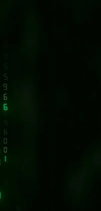 Matrix-inspired wallpaper with glowing green code on a dark background.