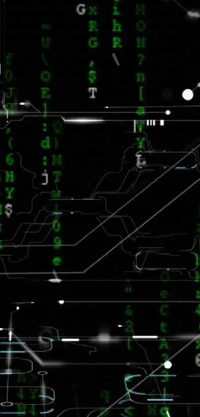 Matrix-style digital code wallpaper in green and black for mobile devices.