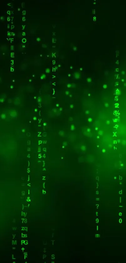 Matrix-inspired neon green wallpaper with digital code patterns.