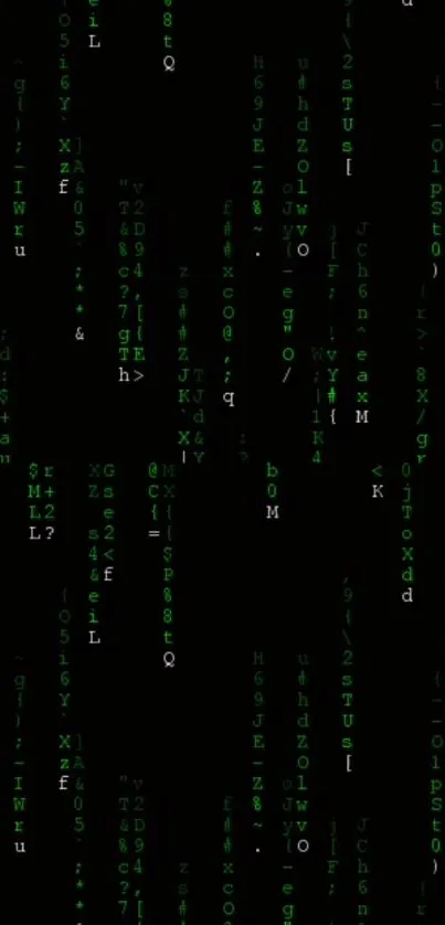 Mobile wallpaper featuring Matrix-style green code on a black background.