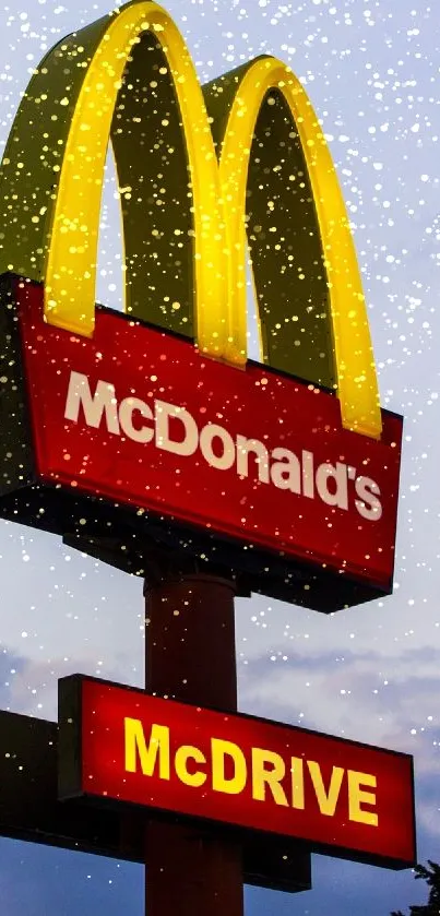 McDonald's golden arches glowing against an evening sky, highlighting the iconic logo.