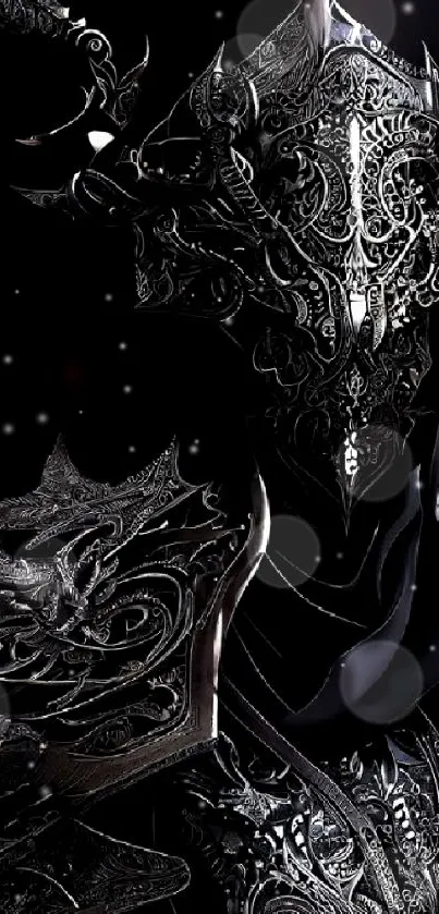 Intricate dark fantasy armor artwork wallpaper.