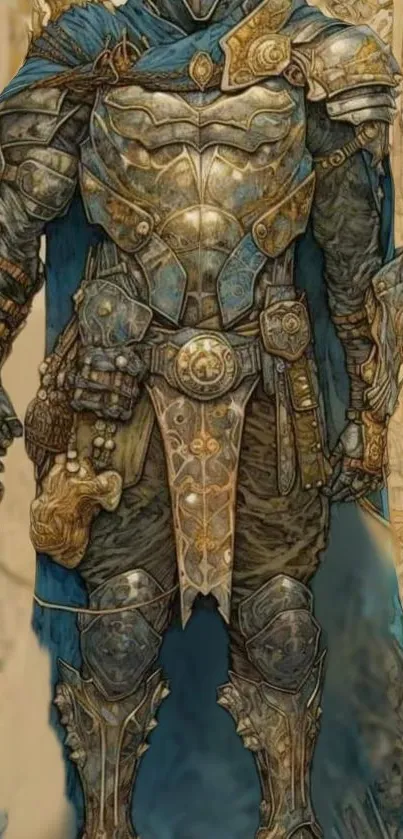 Detailed fantasy art of a medieval warrior in armor.