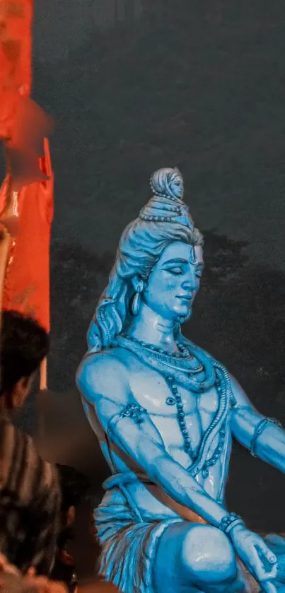 Serene depiction of Lord Shiva in meditation against a natural backdrop.