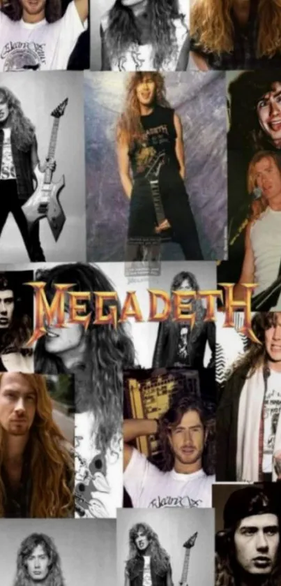 Megadeth band members collage wallpaper for mobile.