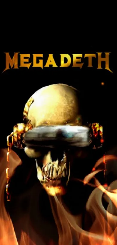 Megadeth skull art wallpaper with dark background.