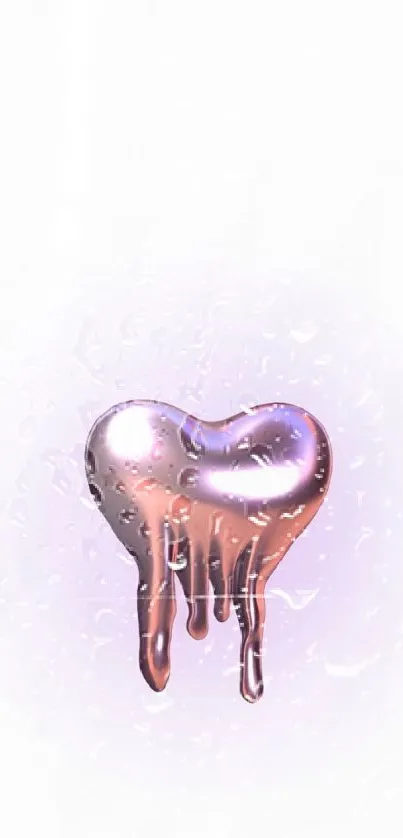 Melting pink heart with glossy finish on white background.