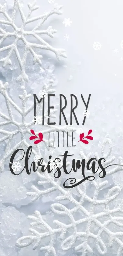 Merry Little Christmas wallpaper with snowflakes.