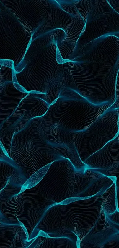 Dynamic abstract blue wave pattern on a dark background wallpaper.